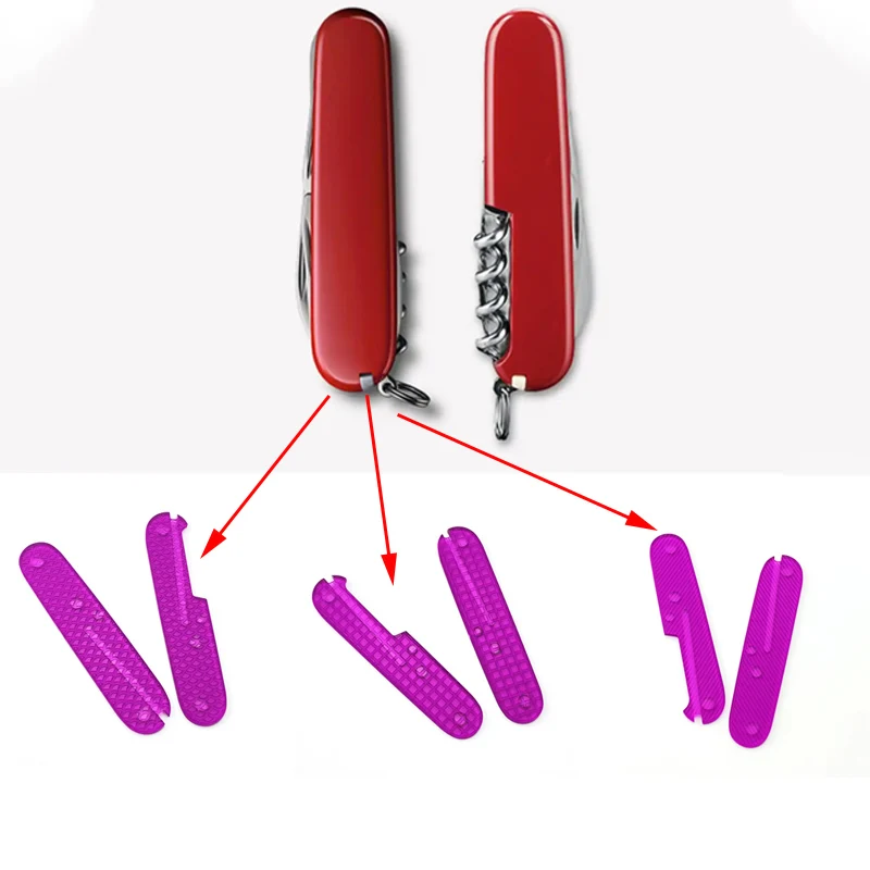 Básculas de mango de cuchillo acrílico transparente púrpura, 3 patrones, para cuchillos del ejército suizo Victorinox de 91MM, accesorio de reemplazo