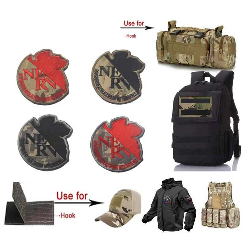 Evangelion EVA No. 1 parche bordado con gancho, bordado táctico, insignia de moral, parches, mochila, pegatinas para ropa