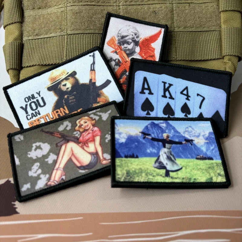 AK47 parches tácticos de moral de pistola, parche impreso de gancho y bucle, insignia militar de Snipers de belleza, brazalete, pegatinas de mochila