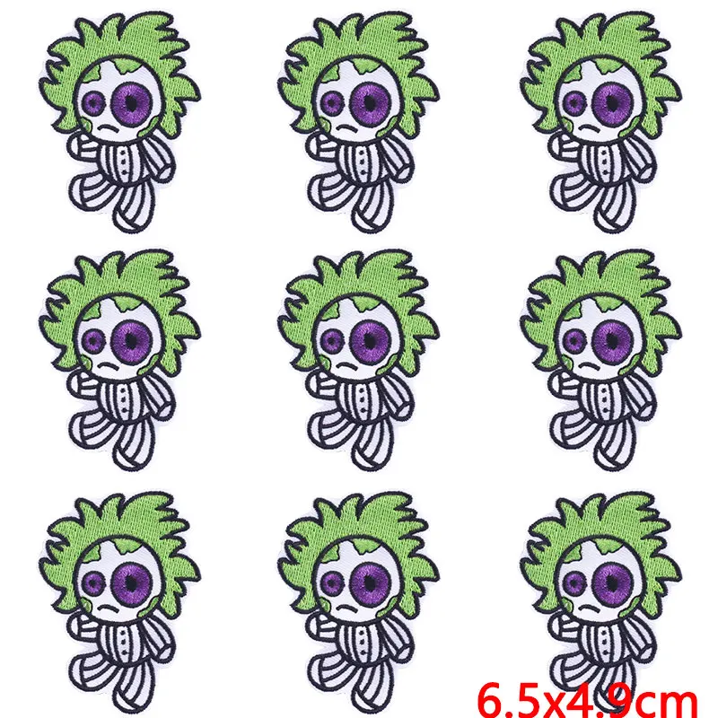 Parches bordados de calavera para planchar, parche termoadhesivo para ropa, pegatinas fusionables de esqueleto, bricolaje, 10 unids/pack - imagen 4