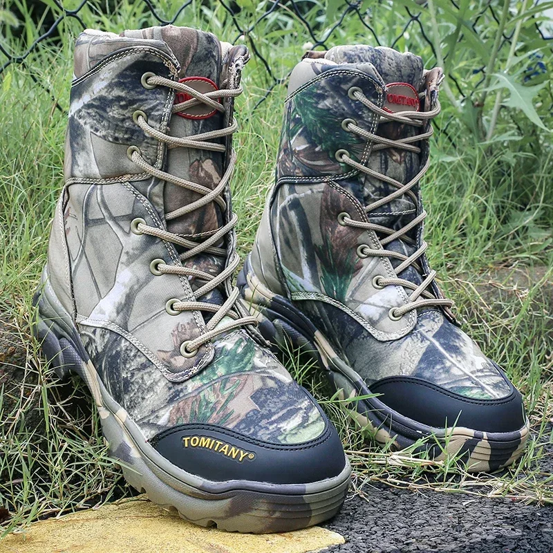 Botas de hombre 2026, zapatos impermeables de combate en el desierto para invierno, botines tácticos para hombre, zapatos de seguridad para el trabajo, botas altas de camuflaje - imagen 5