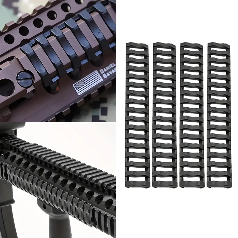 4 Uds. Cubiertas de barandilla de goma duraderas para rieles tácticos, agarre y protección mejorados para accesorios de Rifles de caza deportivos al aire libre - imagen 5