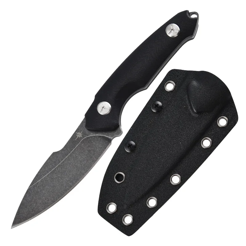 Cuchillo táctico al aire libre, cuchillo para acampar de supervivencia de autodefensa, cuchillo para acampar de alta dureza con funda K, portátil - imagen 5