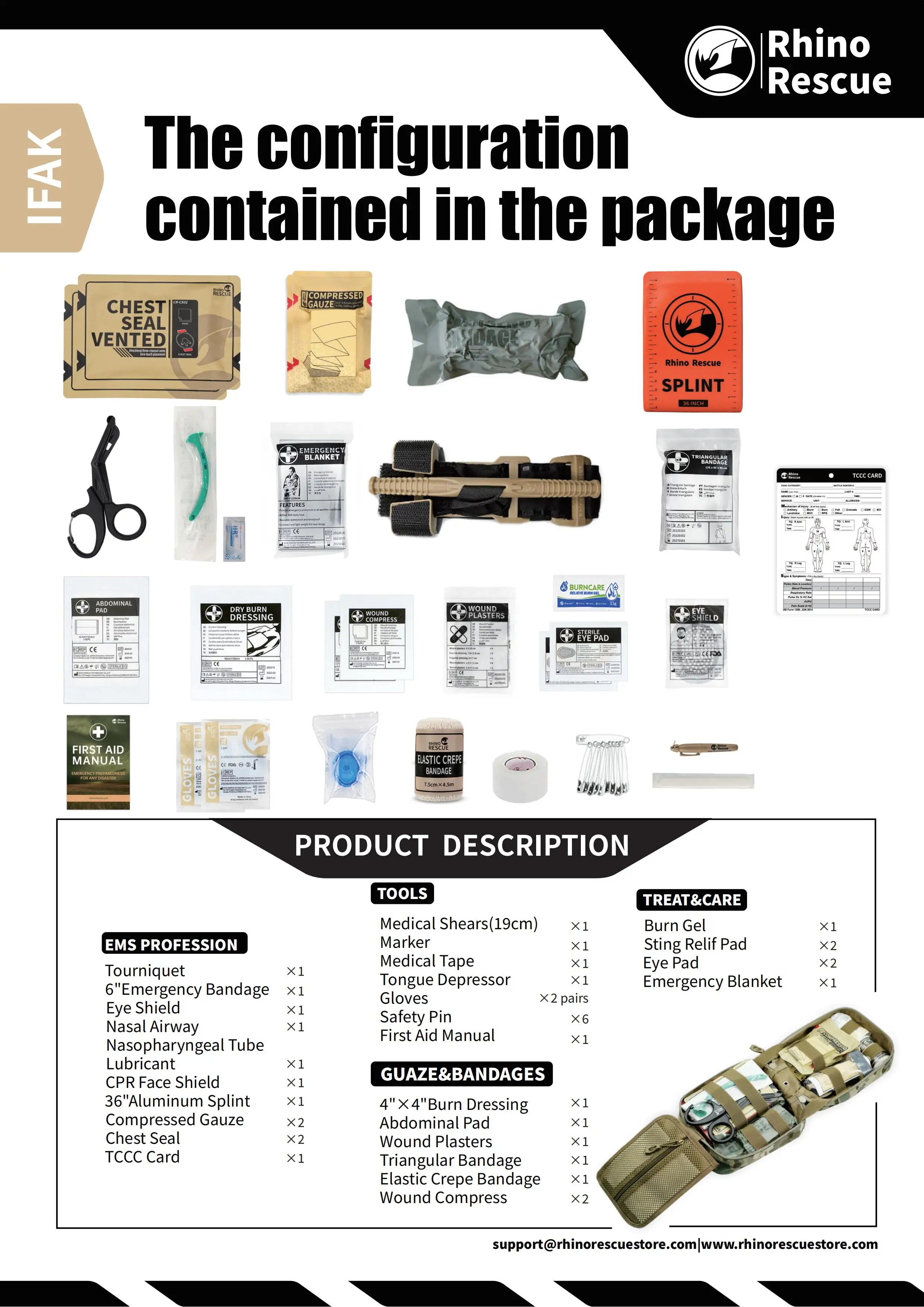 Una página de descripción del producto de rescate de rinocerontes