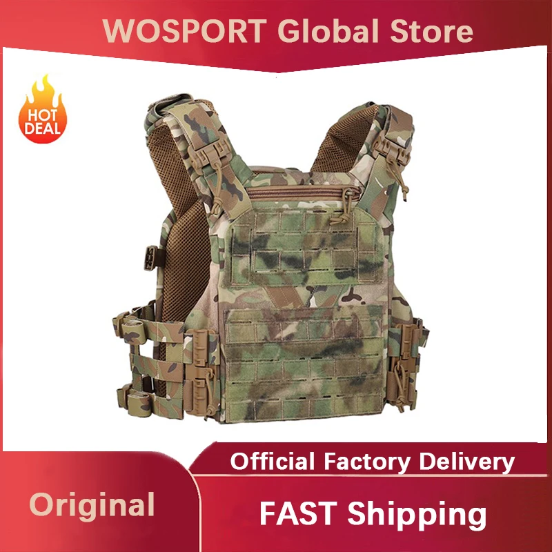 Chaleco táctico WOSPORT, sistema MOLLE ajustable para entrenamiento Airsoft, juegos de supervivencia, equipo de aventura al aire libre, portador multiusos
