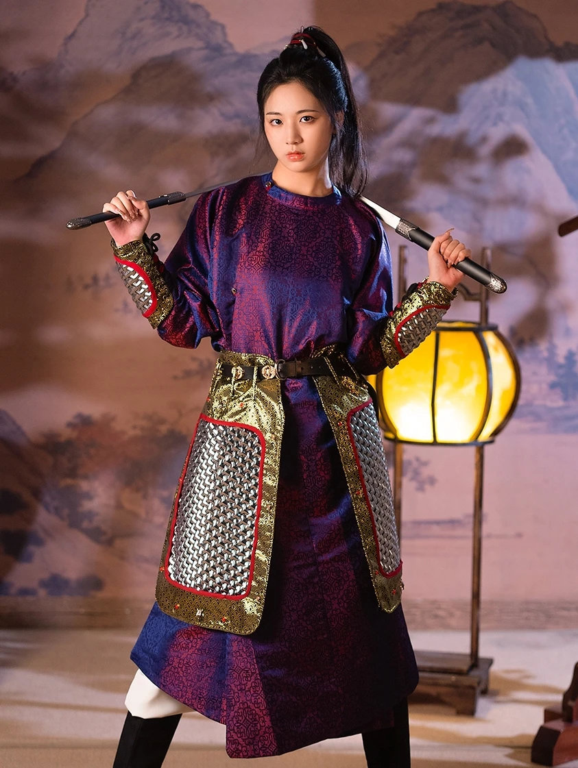 Falda blindada, armadura de armadura china, se puede combinar con traje de pez volador Hanfu, bata de cuello redondo, protector de brazo - imagen 5