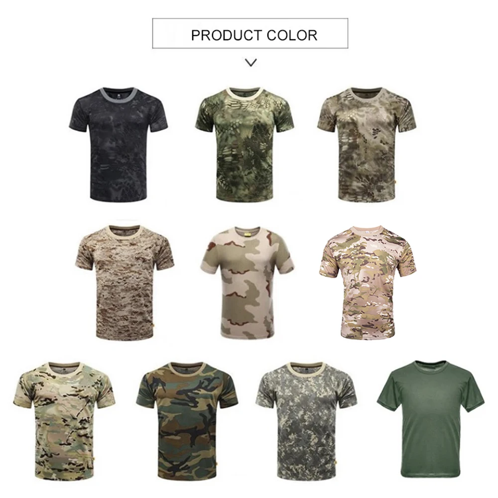 Camiseta de camuflaje para hombre, camisa táctica informal de manga corta, secado rápido, para gimnasio al aire libre - imagen 4