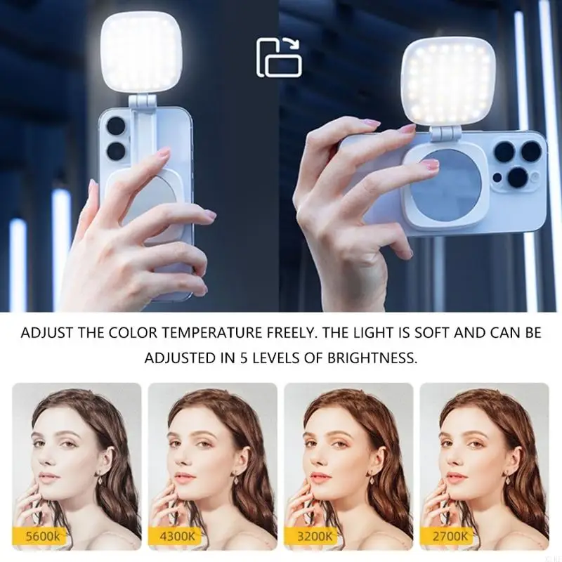 Luz relleno teléfono giratorio para grabación fotografía maquillaje conferencia video K1KF