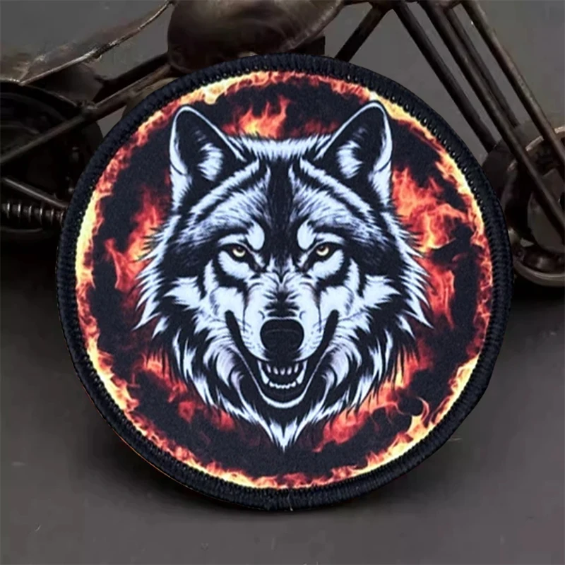Parche táctico de lobo feroz, parches de gancho y bucle, brazalete, insignia de moral militar, mochila Chevron, pegatinas para chaleco