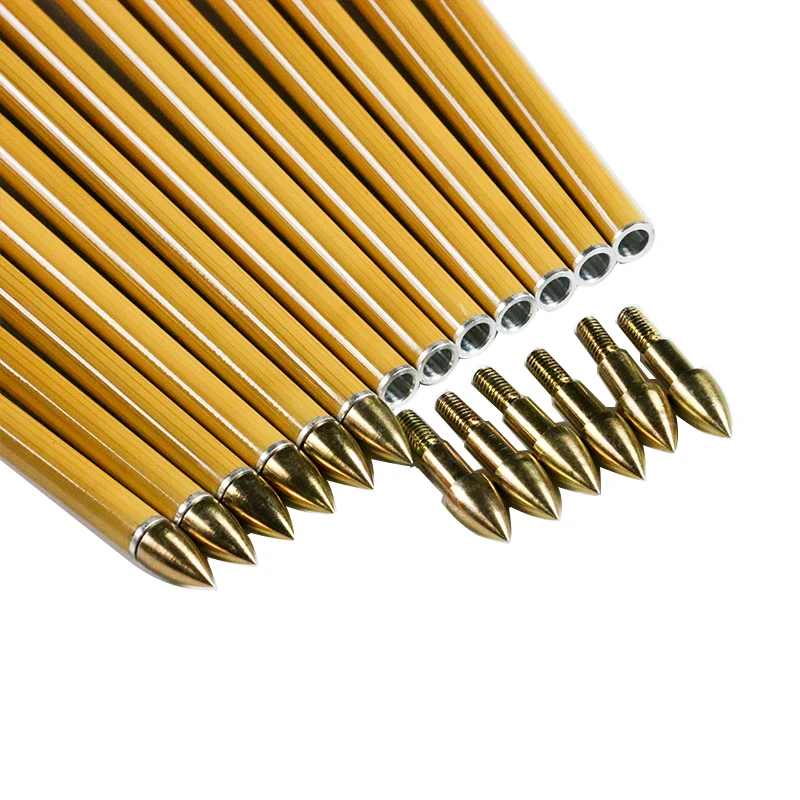 Flechas de carbono puro de piel de bambú, 12 piezas, 32 pulgadas, Sp500, arco tradicional compuesto, tiro de caza - imagen 5