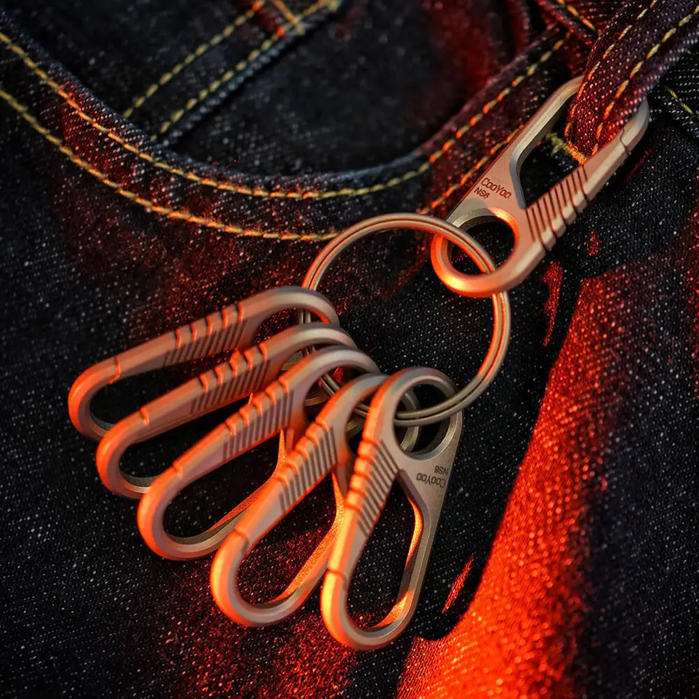 Cooyoo-llavero de aleación de titanio NS6K, juego de combinación de gancho de Metal multiusos con 6 caracteres - imagen 5