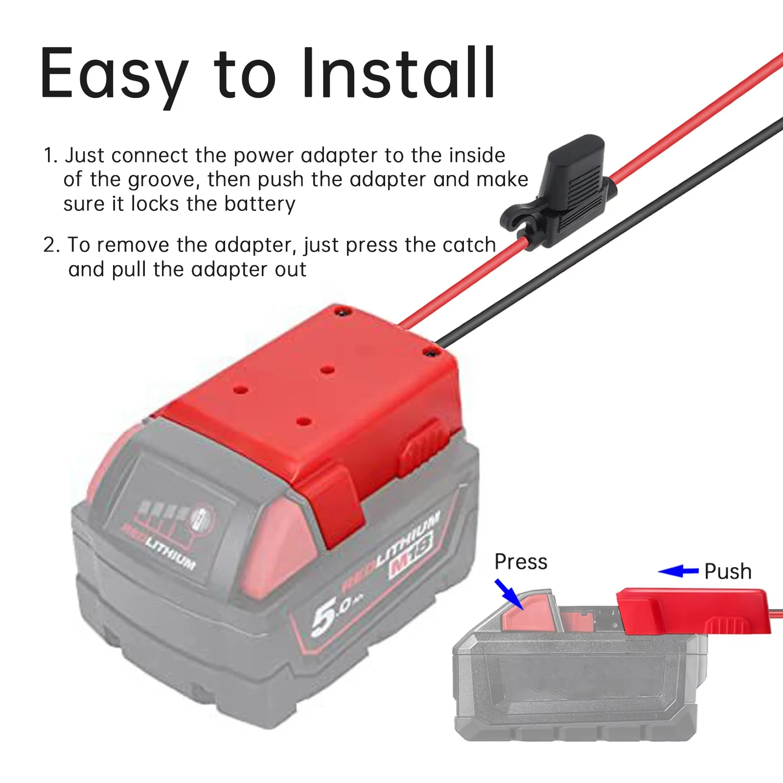 El más nuevo conector adaptador de Cable de descarga externa adecuado para batería de iones de litio Milwaukee 14,4 V 18V 20V paquete DIY - imagen 3