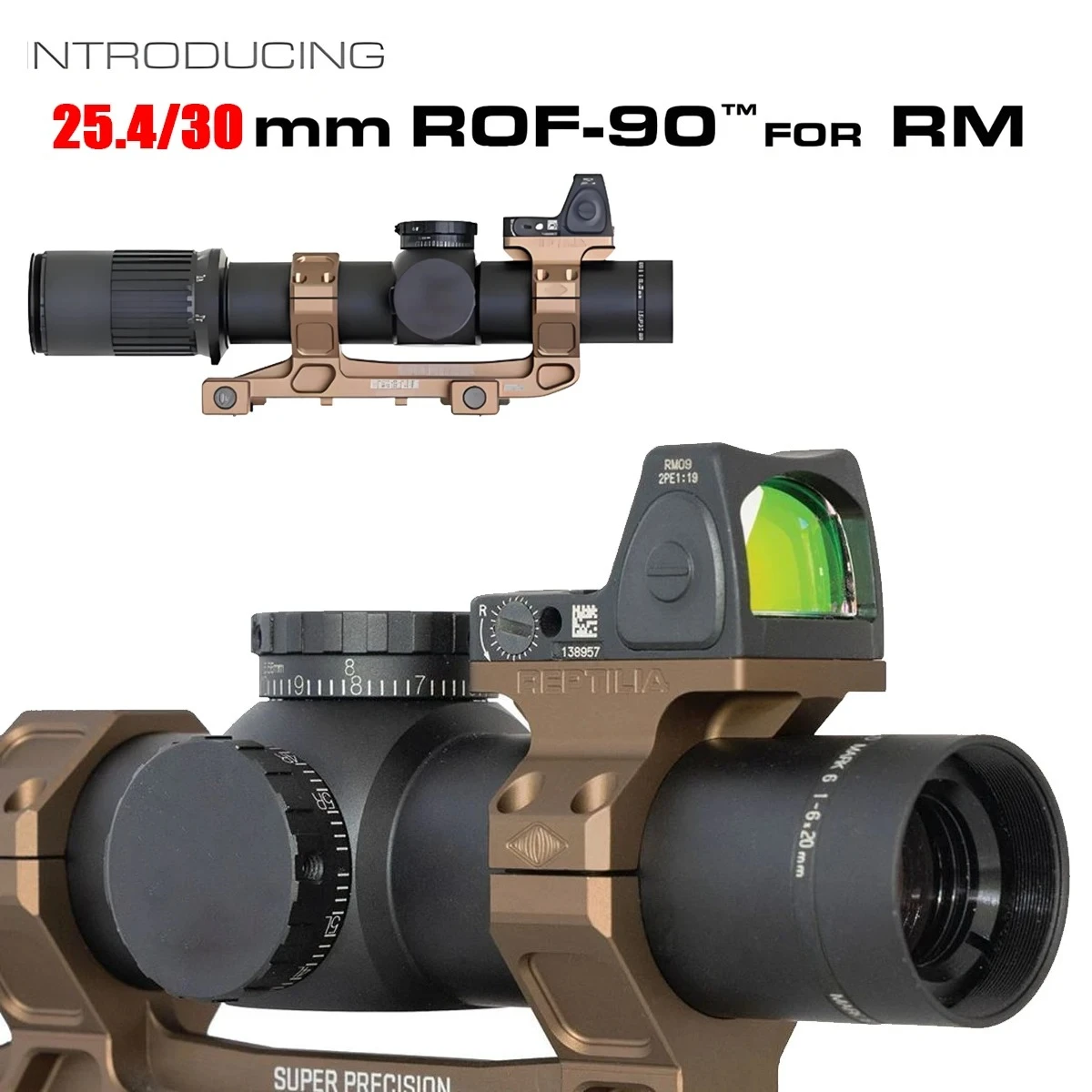 Soporte elevador de mira de punto rojo ROF-90/45 RM para GEISSELE SUPER PRECISION 25,4/30mm anillo de montaje para Rifle AR15 M4 M16 - imagen 3