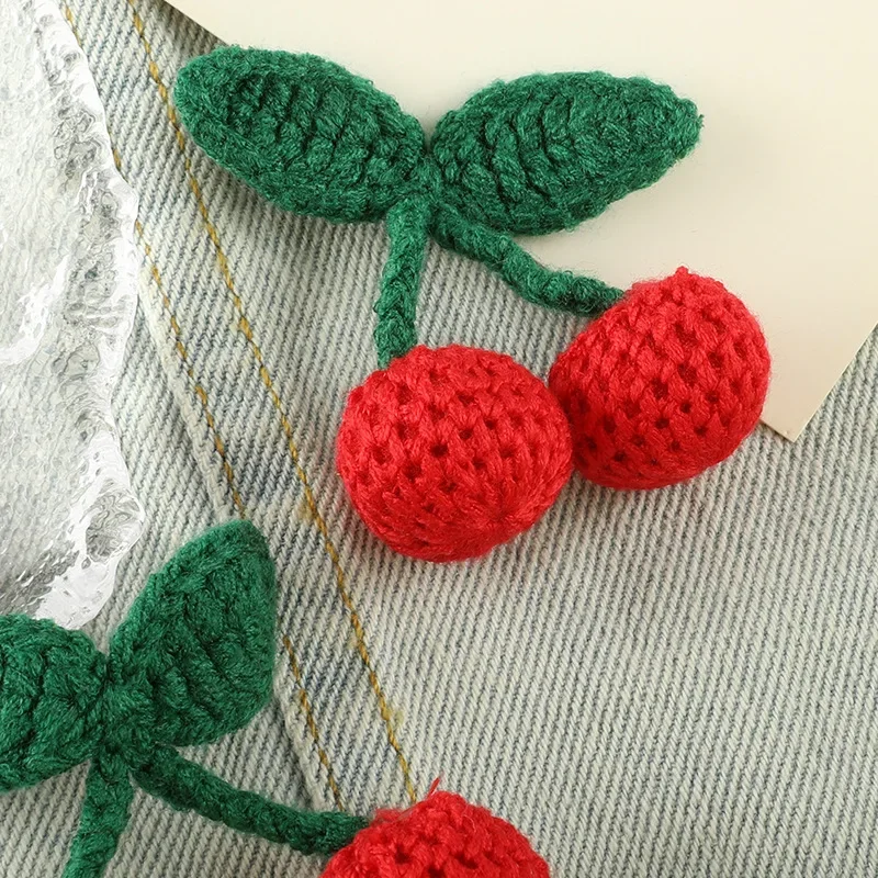 Parches de punto con ganchos de cereza para el hogar, accesorios de mochila al aire libre, pegatinas de tela bordadas DIY, apliques de decoraciones lindas - imagen 3