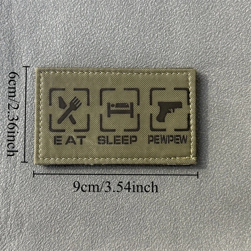 Parche táctico EAT SLEEP PEWPEW, insignia con estampado de moral militar, gancho y bucle, mochila, ropa, accesorios decorativos, pegatina, brazalete - imagen 2