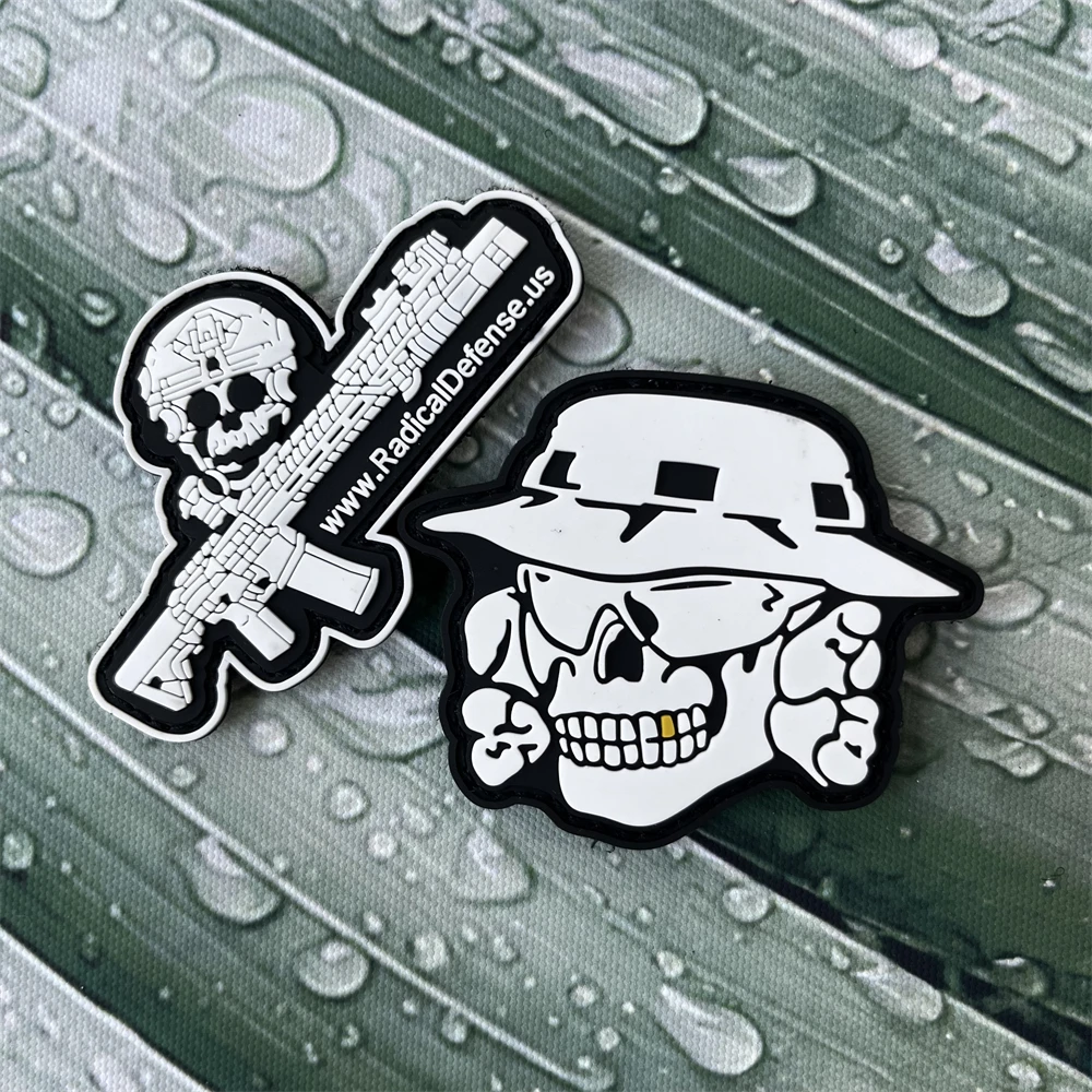 Clear. HOT-réplica de Calavera, parches tácticos de PVC, emblema de moral, recuerdo MORI, insignia de ataúd, pegatina de bucle de gancho de mochila - imagen 5