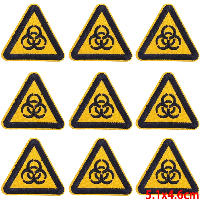 Parche de marca de aviso para planchar, parches bordados para ropa, señales de aviso, parche para coser, 10 Uds./lote - imagen 2