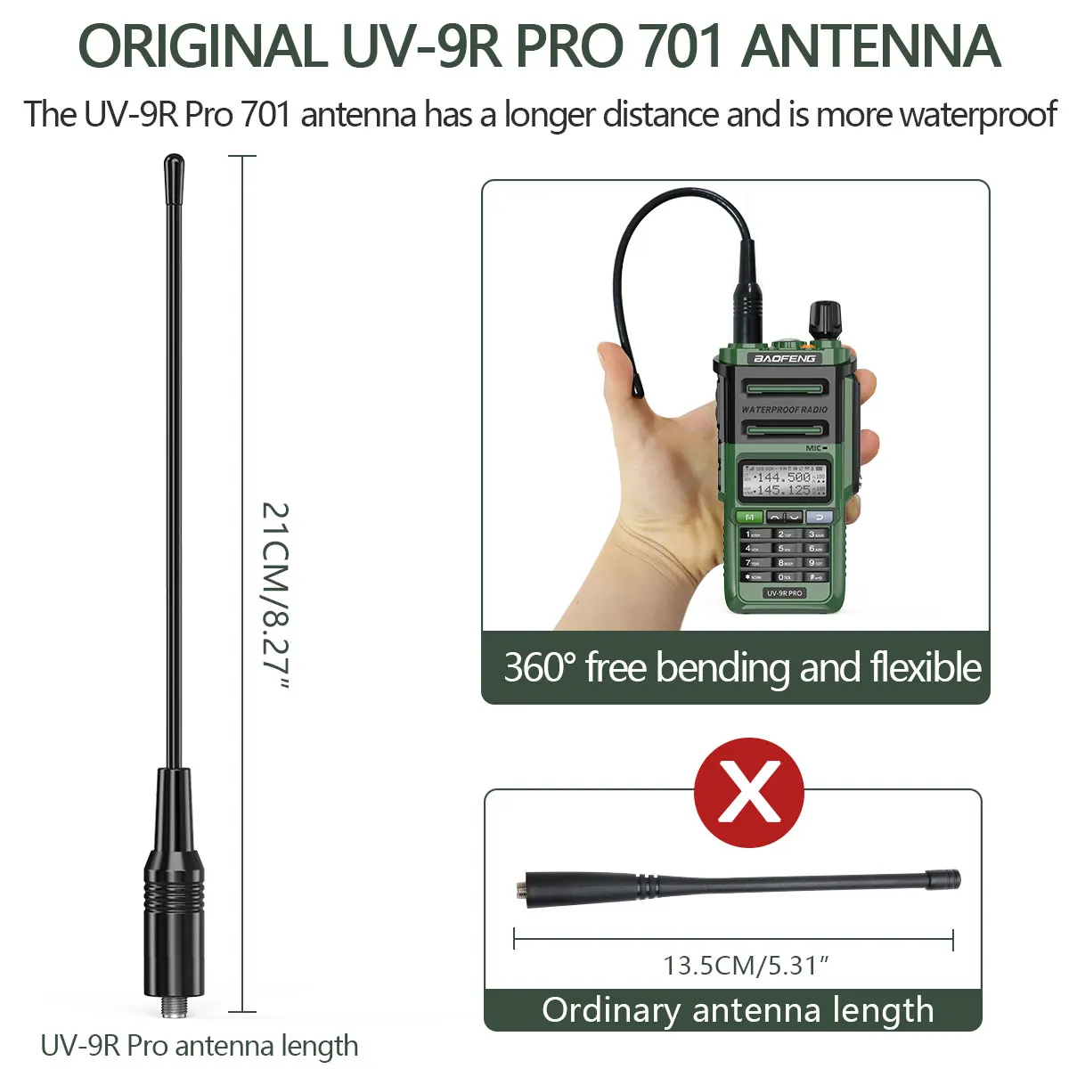 Baofeng UV-9R Pro IP68 Walkie Talkie impermeable de doble banda VHF UHF tipo C UV-9R de largo alcance más Radio bidireccional CB Ham portátil - imagen 5