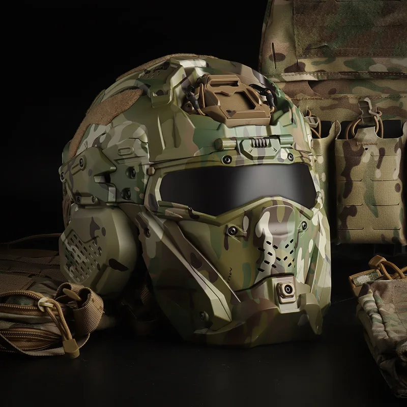 W casco de asalto II militar con protección facial y comunicación - imagen 2