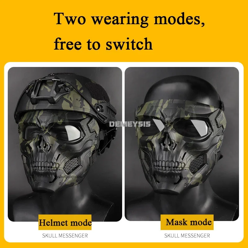 Máscara facial completa con calavera táctica, resistente a impactos, máscara de protección para tiro Airsoft, caza al aire libre, máscaras de esqueleto CS Wargame - imagen 5