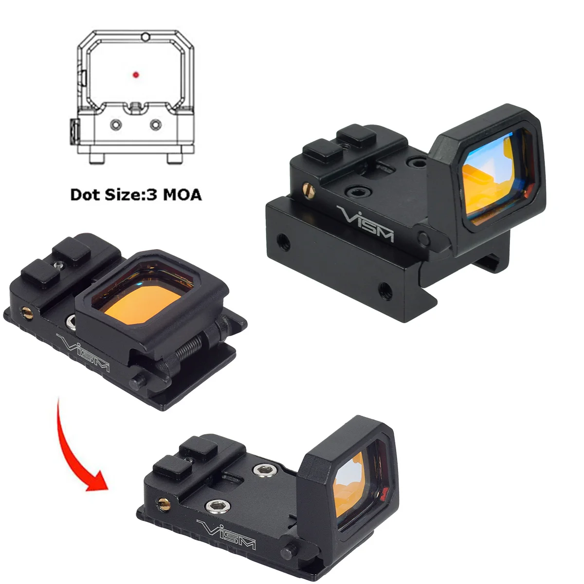 VISM Flip Up Red Dot Sight 20mm – Mira Punto Rojo Universal para Riel - imagen 4