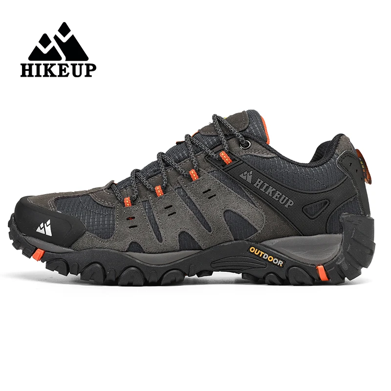 HIKEUP-zapatos de senderismo de cuero para hombre, calzado deportivo resistente al desgaste, con cordones, para escalada, Trekking y caza, novedad - imagen 5