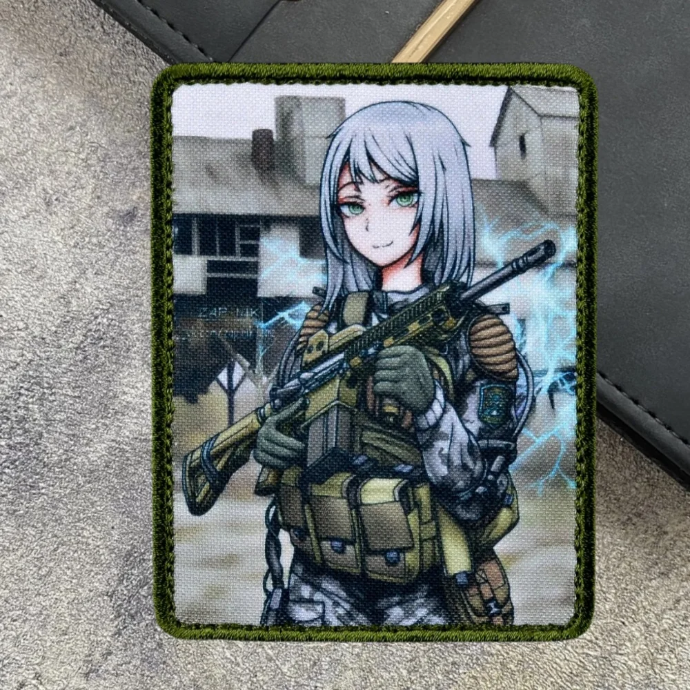 Parche de insignia de moral de soldado de belleza, pegatinas de accesorios de mochila de gancho y bucle, estampado de ejército militar táctico "terrifying" - imagen 5