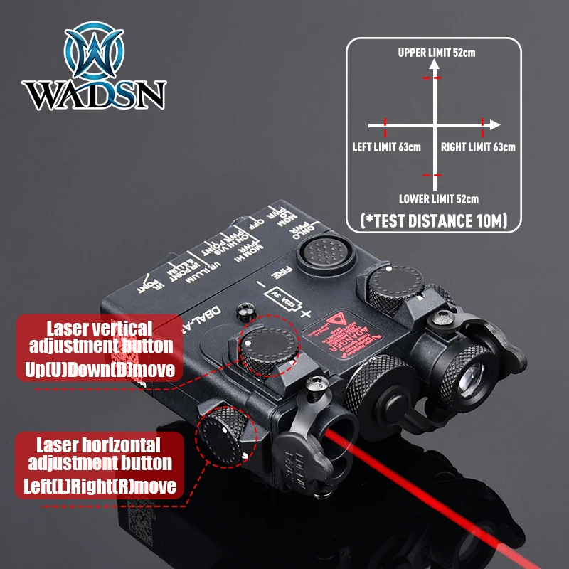 WADSN DBAL-A2 táctico Airsoft Mini PEQ láser punto IR apuntando verde láser estroboscópico Iluminación Visión Nocturna caza Flashligt - imagen 5