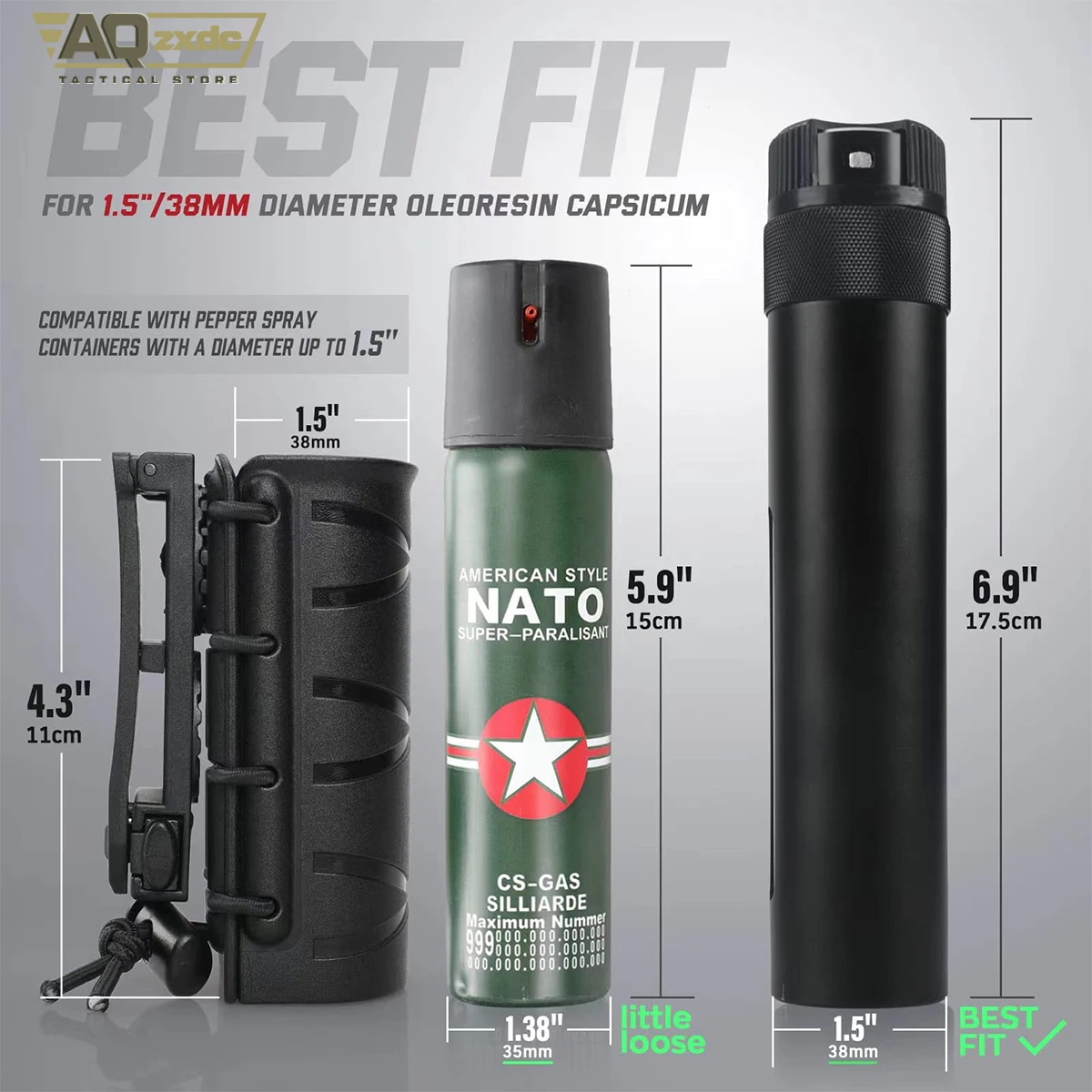 AQzxdc-funda para esposas Molle de policía con funda de pulverización OC para cinturón de servicio, funda táctica para espray de pimienta para esposas Asp - imagen 4