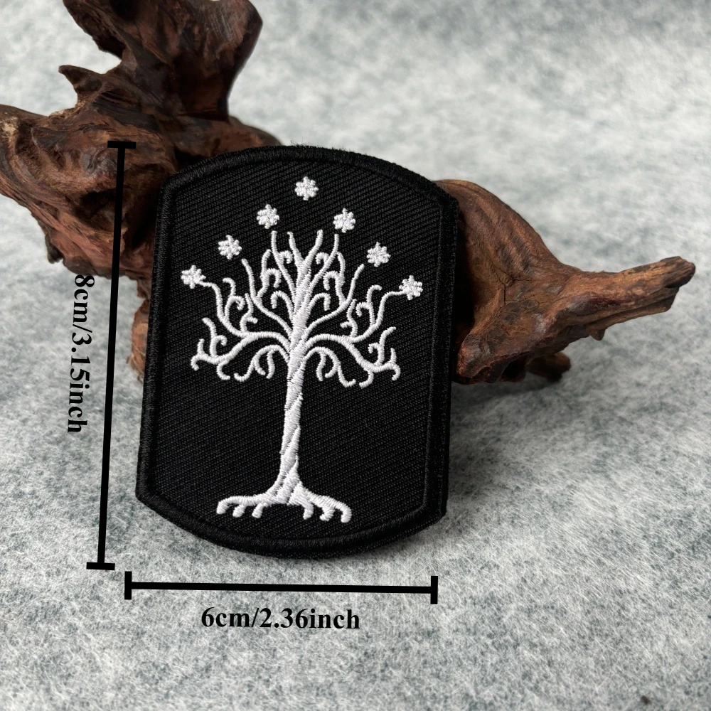 Parche bordado de árbol de Gondor, insignias de moral militar táctica, parches de bucle de gancho, pegatina para mochila para brazalete de ropa - imagen 2