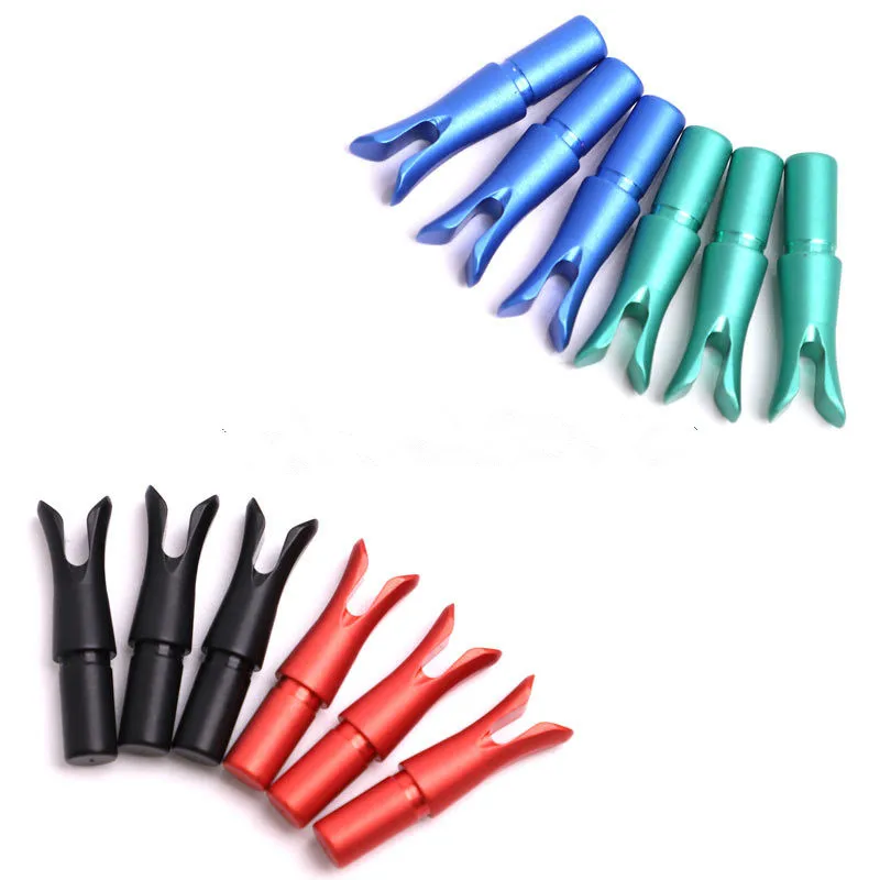 Nock de aluminio de fuego rápido, diámetro exterior 6,2, adecuado para eje de flecha de 6,2mm, rojo/azul/dorado, accesorios de flecha, 6 uds. - imagen 4