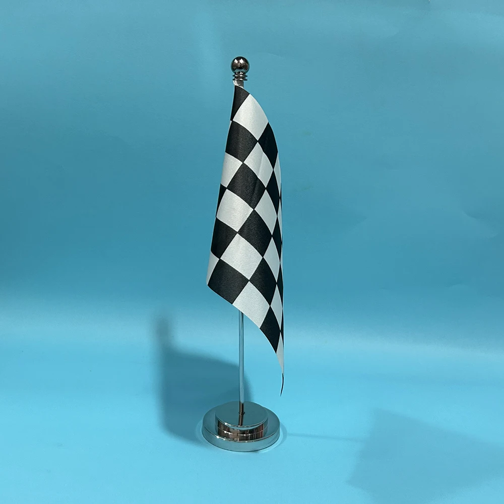 BANDERA DE SKY, bandera de escritorio de oficina, bandera de carreras a cuadros en blanco y negro, 14x21cm, bandera nacional de carreras de poliéster, adornos de escritorio, banderas - imagen 4