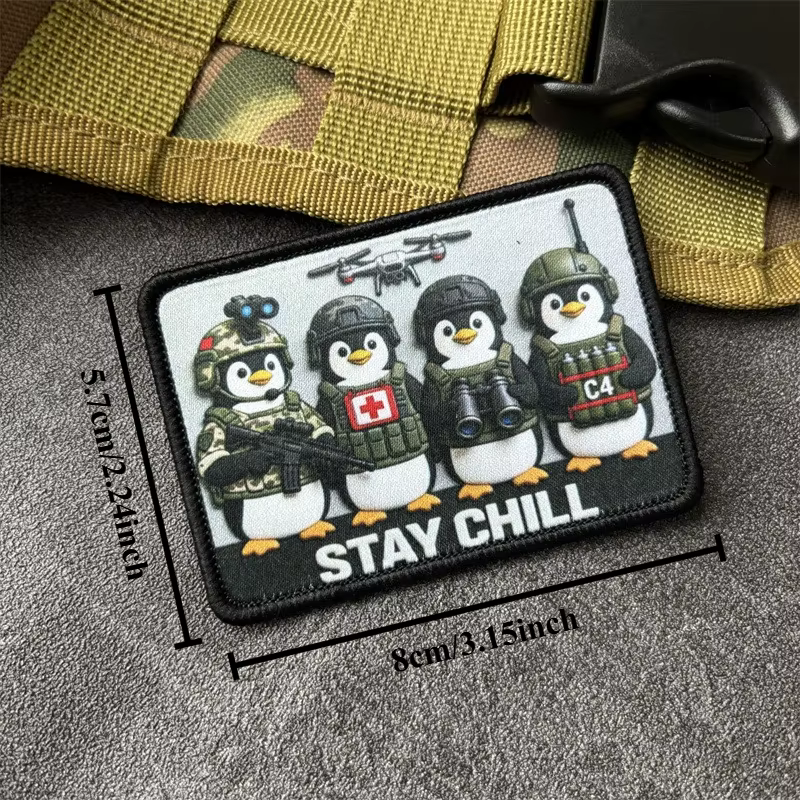 Parche táctico pingüino con gancho y bucle para mochila - imagen 3