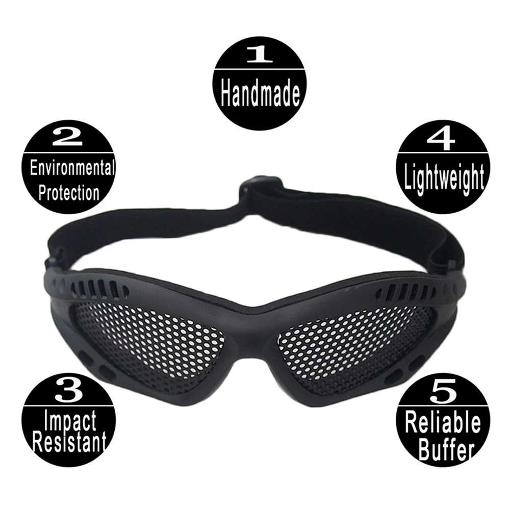 Protección ocular para exteriores, cómodas gafas tácticas de seguridad Airsoft, antiniebla con malla metálica/lente de PC para caza de Paintball - imagen 4
