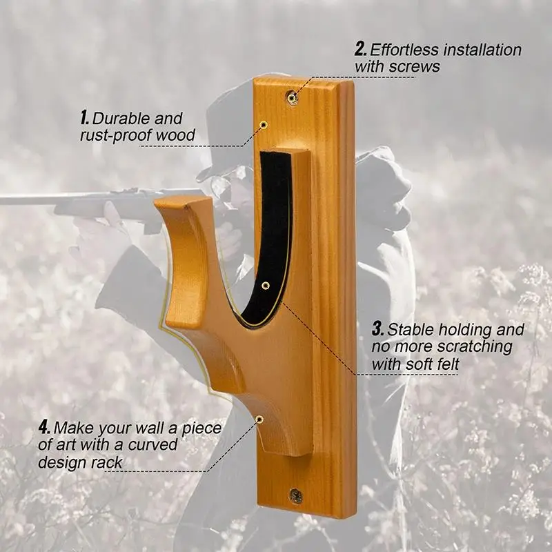 Soporte de pared para pistola ONETIGRIS, ganchos para pistola para escopeta, soporte para pistola de arco, colgador de exhibición de sujeción Horizontal, madera dura y acolchado suave - imagen 4
