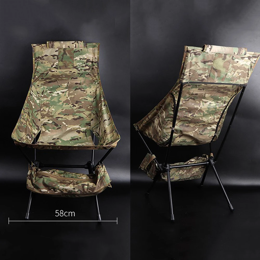 Silla plegable para acampar al aire libre, portátil, para caza, supervivencia salvaje, barbacoa, pesca, respaldo, silla de aleación de aluminio transpirable, equipo - imagen 3