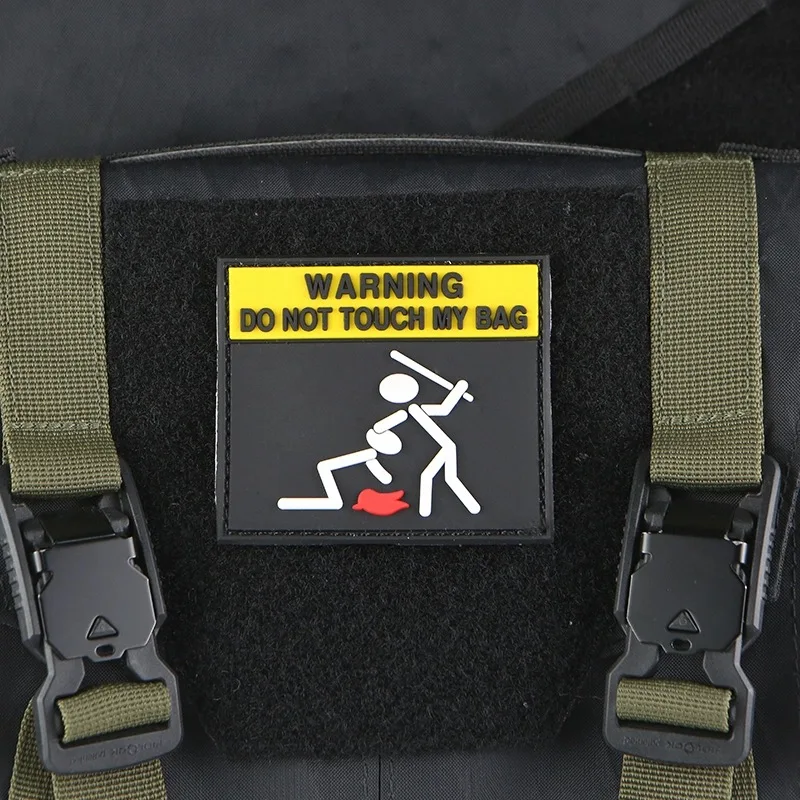 Parche de goma para equipo NO tocar, parches de señal de advertencia de peligro de PVC, insignias de moral táctica militar con gancho y bucle, pegatina para mochila - imagen 3
