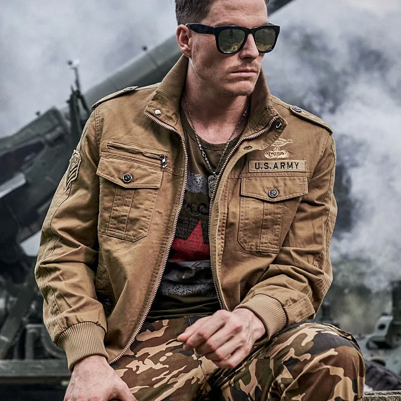 Chaqueta de hombre de alta calidad, chaqueta Bomber de gran tamaño 6XL, chaqueta informal de algodón con múltiples bolsillos, ropa para hombre, abrigos, prendas de vestir exteriores A5F9931 - imagen 5