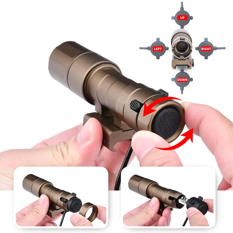 WADSN-linterna táctica de 2,0 lúmenes, luz de explorador de caza, defensa en la nube, interruptor de doble función, Riel de 20MM, 1300 - imagen 5