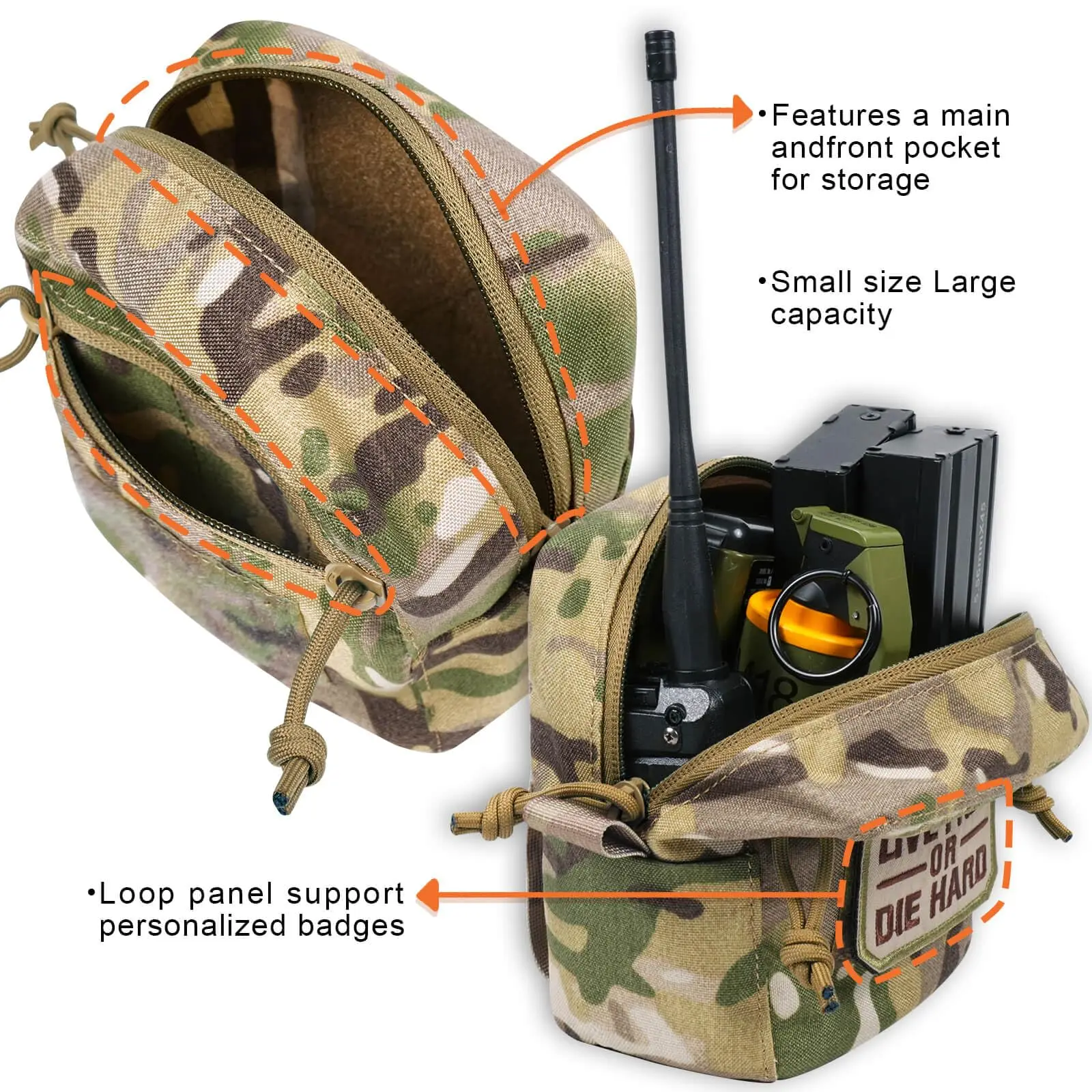 Bolsa táctica Molle Admin, pequeñas bolsas GP de uso General con Panel de bucle para chaleco, cinturones para pistola, mochila como bolsa de almacenamiento expandida - imagen 2