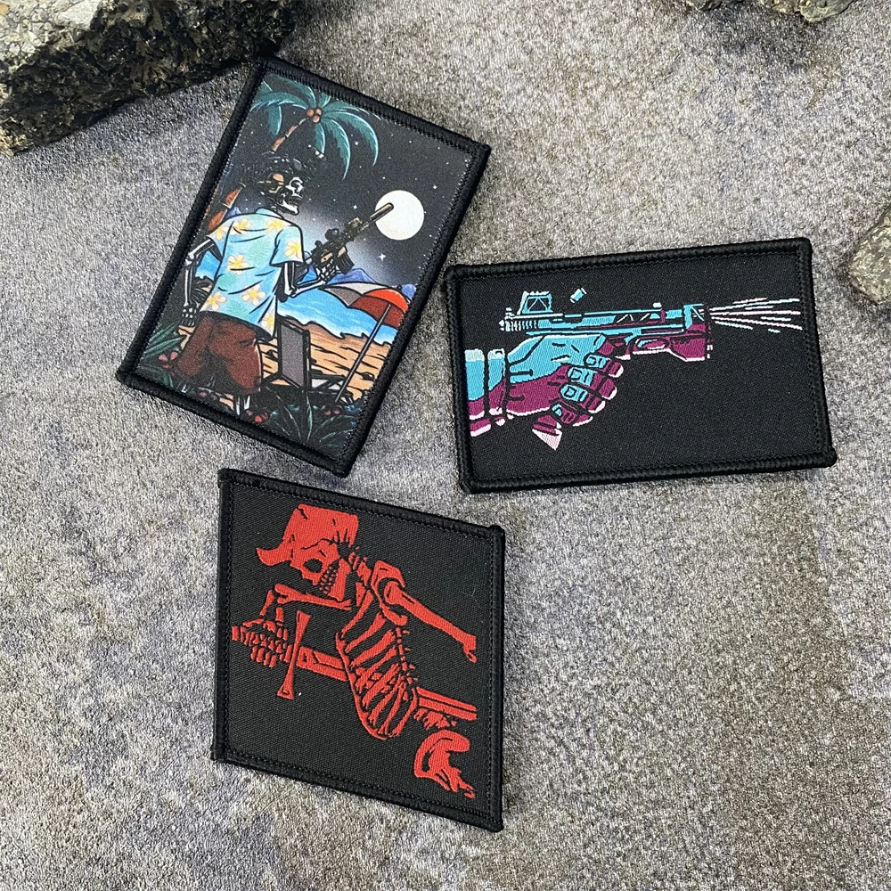 Parches TFD sin niebla tácticos con estampado de moral de vacaciones, gancho y bucle para pistola, insignia de soldado de calavera del ejército militar, brazalete, pegatina para mochila - imagen 3