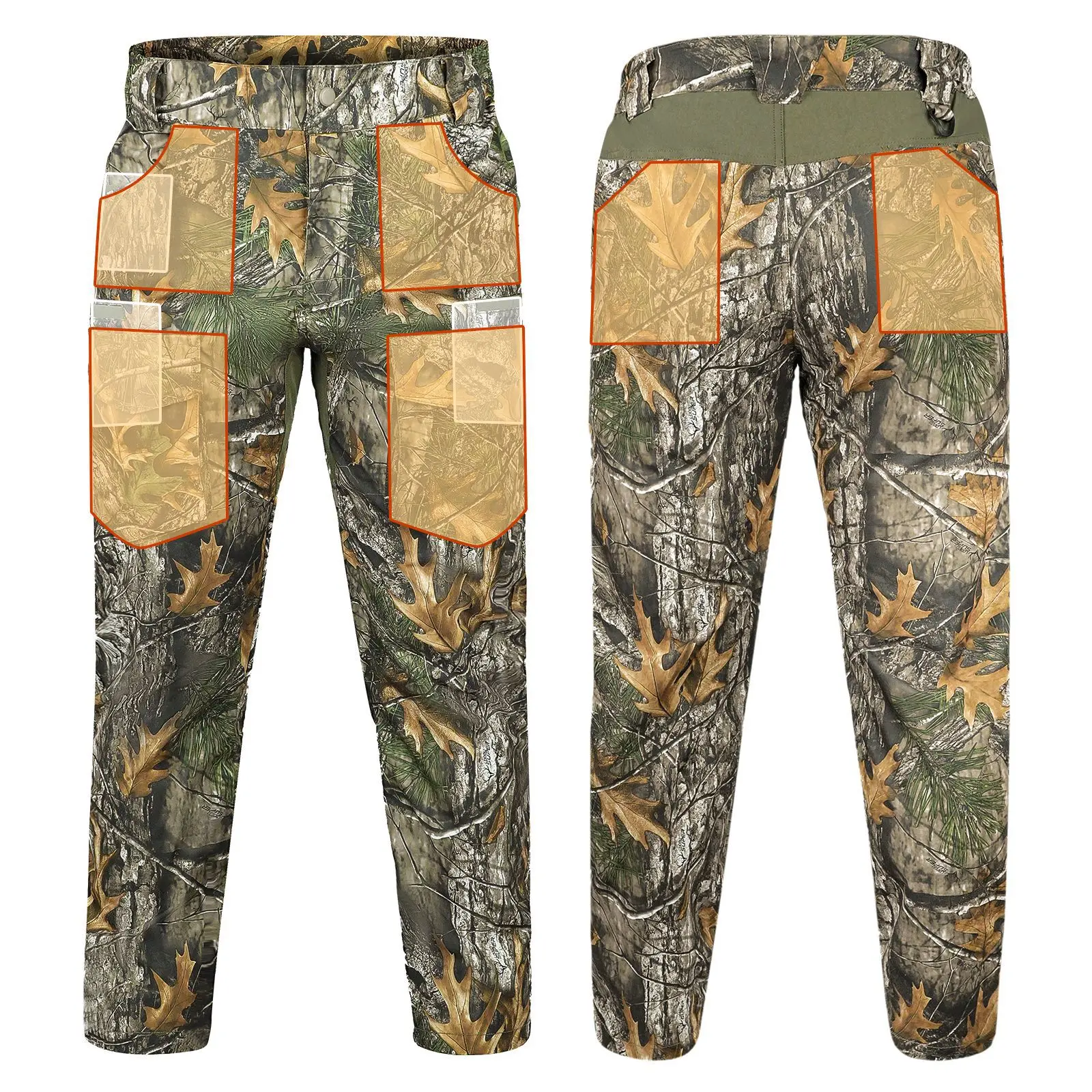 Pantalones de pesca y caza de camuflaje biónico con diseño de 9 bolsillos para hombre, pantalones transpirables resistentes al desgaste para senderismo y escalada - imagen 2
