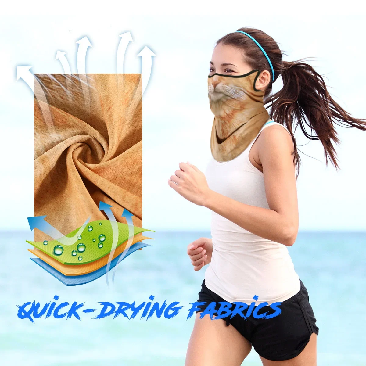 Bufanda deportiva con patrones de animales, transpirable, Anti-UV, a prueba de viento, máscara facial para colgar en la oreja, polaina para el cuello, Bandana para pesca y senderismo al aire libre para hombres - imagen 3