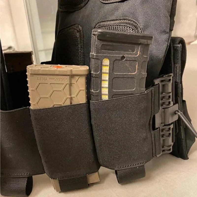 Faja elástica para chaleco, correa de montaje de liberación rápida, faja elástica táctica con 3 bolsas para revistas AR para JPC CPC - imagen 5
