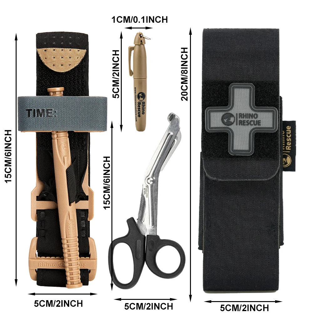 RHINO RESCUE Molle Bolsa de torniquete / Tijeras y marcadores para traumatismos |   Primeros auxilios tácticos para exteriores, militares, senderismo |   Acceso rápido - imagen 5