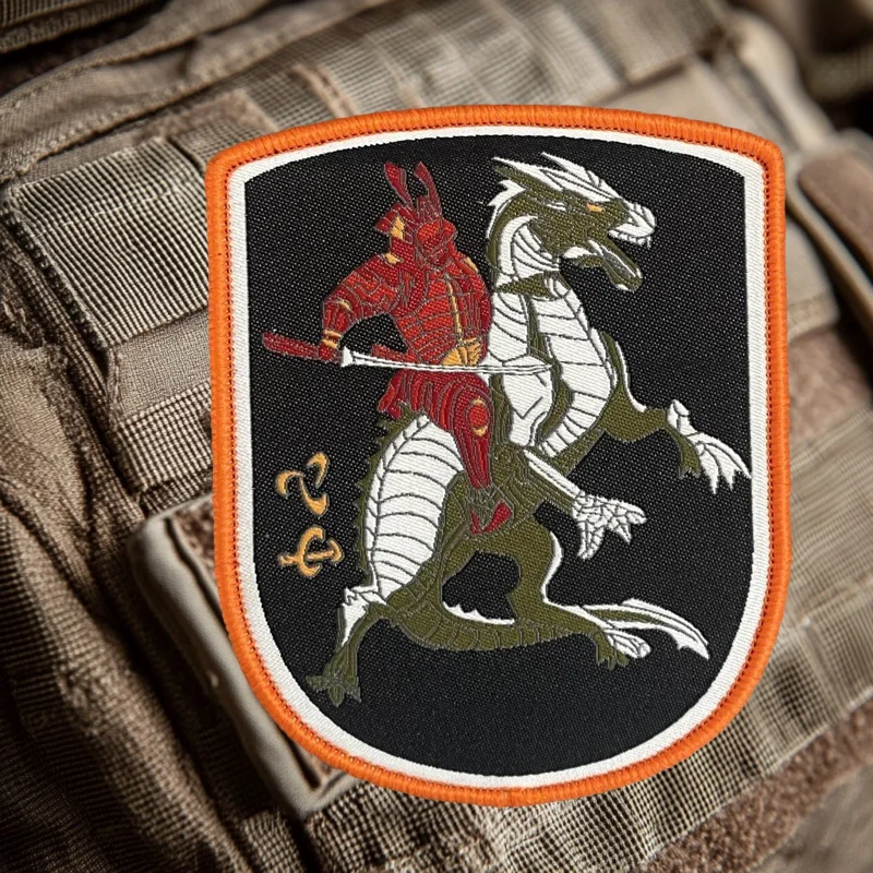 Parche táctico de Caballero de dragón, insignia de moral militar, gancho y bucle estampado, mochila militar, ropa, pegatina decorativa, brazalete