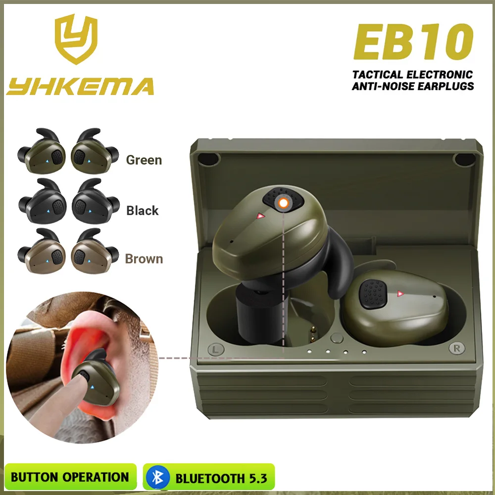 YHKEMA EB10 nuevos tapones para los oídos de protección auditiva para disparar electrónicos, auriculares de protección auditiva Bluetooth para reducción de ruido - imagen 2