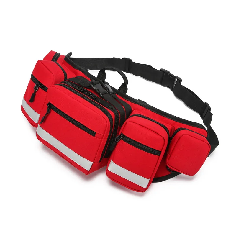 Riñonera de primeros auxilios, almacenamiento médico, riñonera de rescate de viaje roja, bolsa vacía, bolso de hombro compacto con bolsillo para medicina de supervivencia - imagen 3