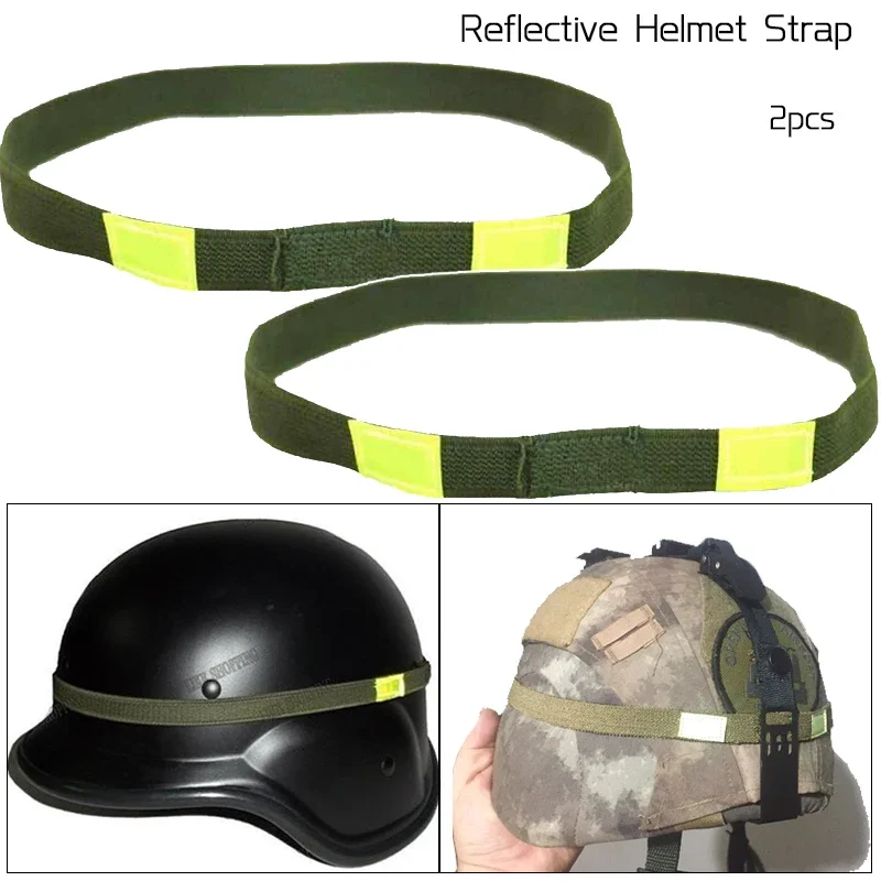 Correa táctica verde para casco, correa de camuflaje reflectante, correas para casco M1 M88 MICH, 1/2 Uds. - imagen 3