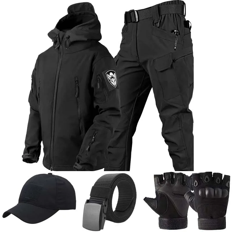 Uniforme táctico de concha suave de lana para invierno, conjunto militar, chaqueta de caza, pantalones cálidos, trajes de senderismo, traje de trabajo resistente al viento y al desgaste - imagen 2